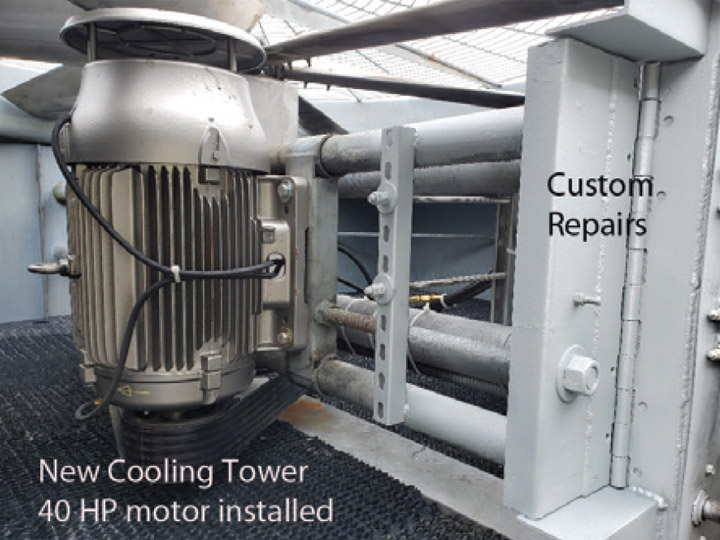 New Cooling Tower 40HP Motor Installed - Custom Repairs